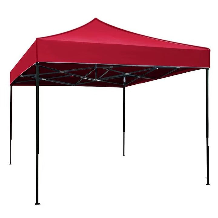 Cort tip Pavilion 3x3m , Prelata Impermeabila, Pliabil, Structura Metalica Solida, Pentru Curte, Gradina, Evenimente, Rosu