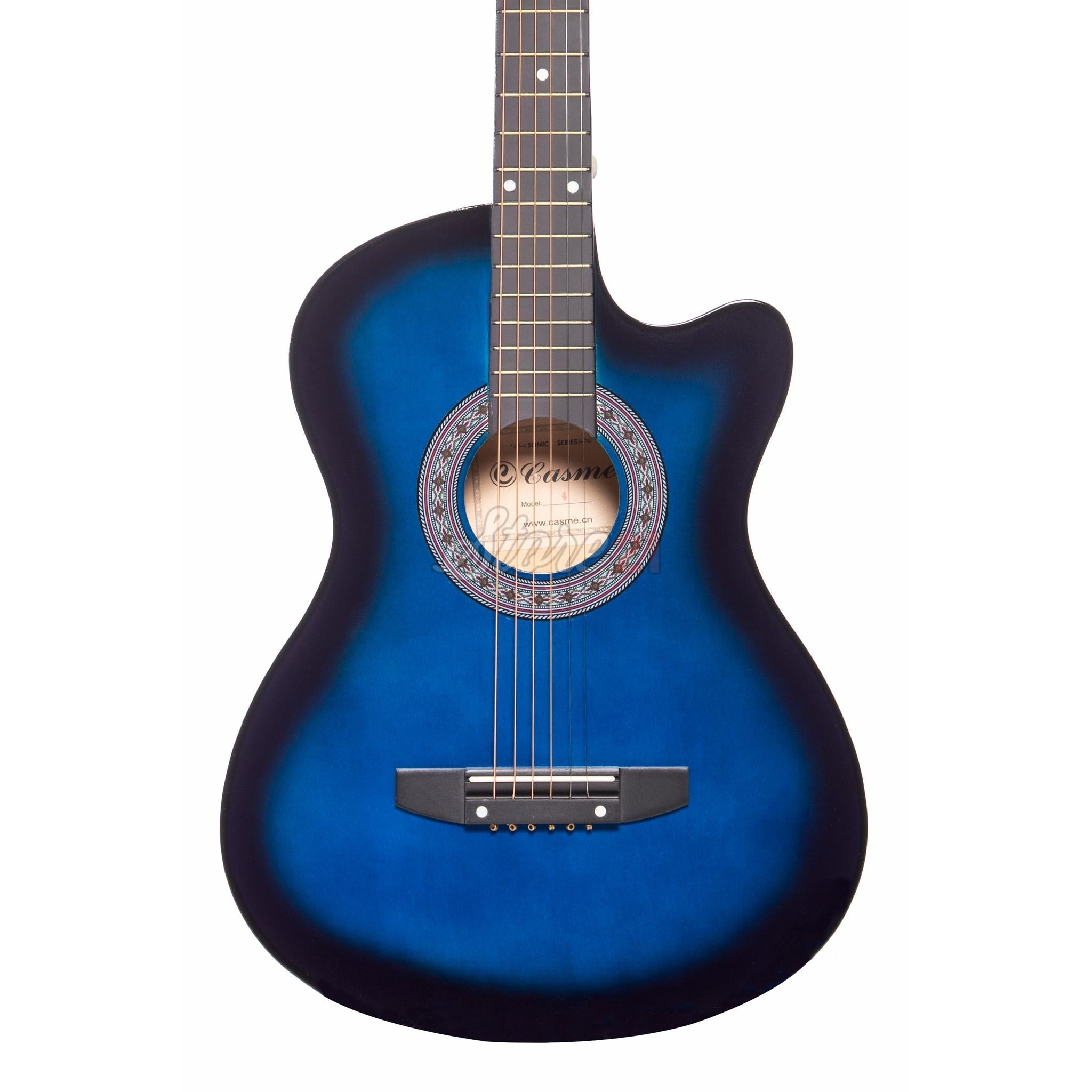 Chitara Acustica Albastra - 6 Corzi Metalice 4/4,Recomandata  peste 11 ani, inclusiv adulti