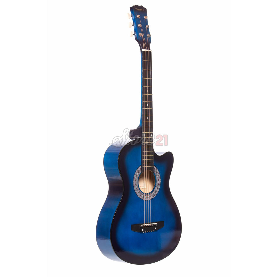 Chitara Acustica Albastra - 6 Corzi Metalice 4/4,Recomandata  peste 11 ani, inclusiv adulti