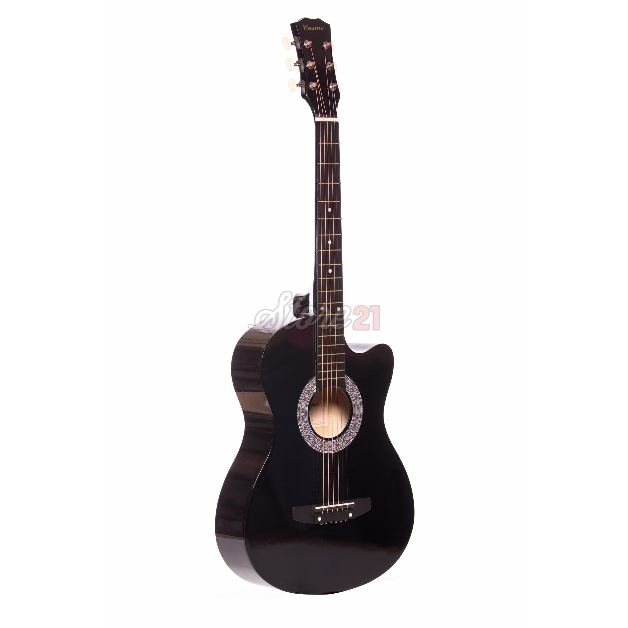 Chitara Acustica Negru - 6 Corzi Metalice 4/4,Recomandata  peste 11 ani, inclusiv adulti