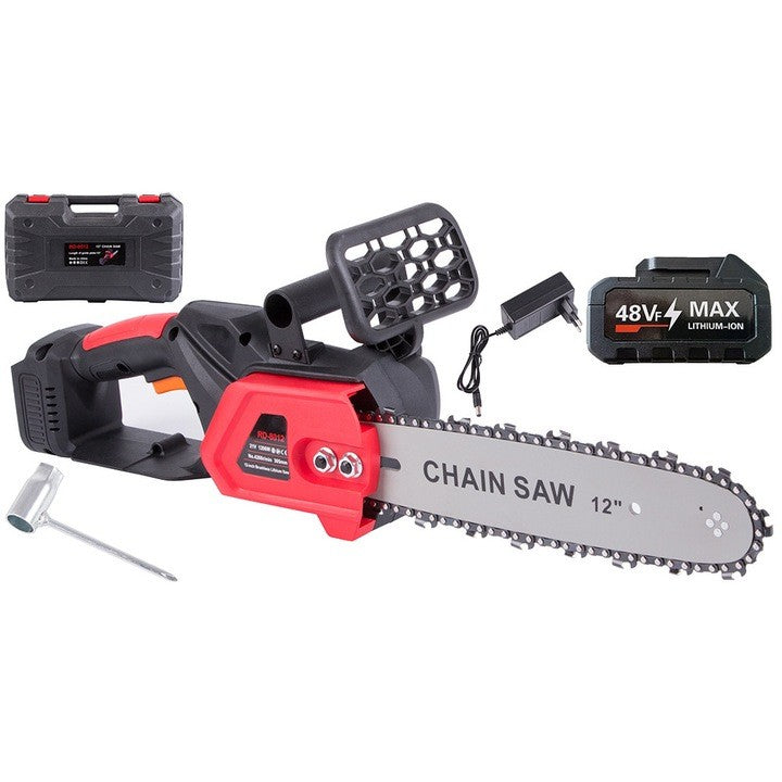 Drujbă Electrică AT PERFORMANCE®, 1200W cu Acumulator 48V, Lamă 30 cm, 4200 RPM, Portabilă, Fără Fir, Cu Accesorii