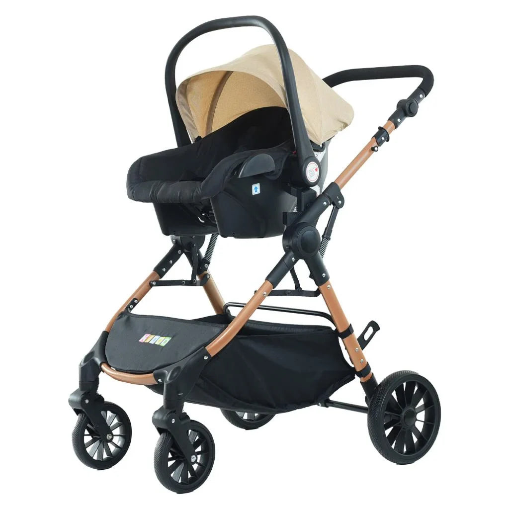 Cărucior 3 în 1 KIDOO – auto i-Size, landou, scaun sport și scoică auto. Suspensii, pliere rapidă, copertină extensibilă, centură 5 puncte. Ideal 0–36 luni. Sistem complet pentru părinți.