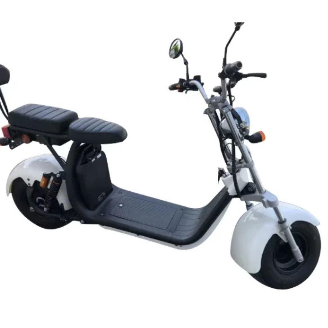 Scuter Electric 2 Persoane, Viteză Limitată 25 km/h – Fără Permis, Viteza maxima 45 km/h, Autonomie 90 km, Motor 1500W, 2X Baterie 20Ah, Suspensie Hidraulică, COC Inclus