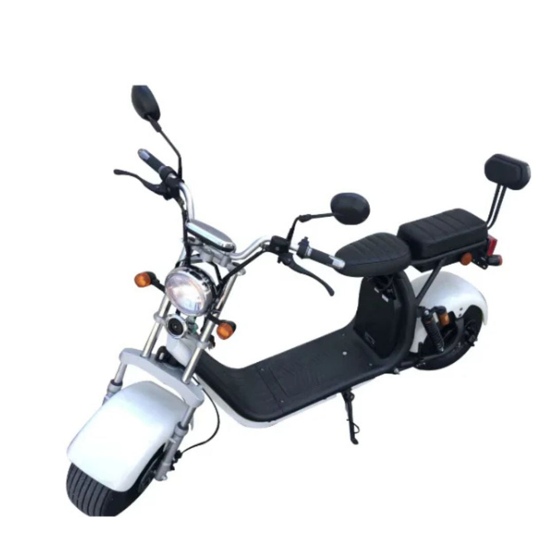 Scuter Electric 2 Persoane, Viteză Limitată 25 km/h – Fără Permis, Viteza maxima 45 km/h, Autonomie 90 km, Motor 1500W, 2X Baterie 20Ah, Suspensie Hidraulică, COC Inclus