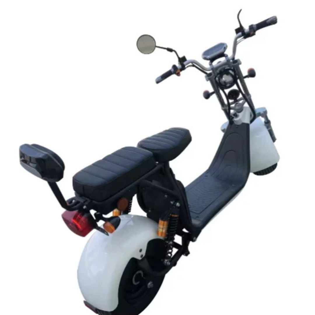 Scuter Electric 2 Persoane, Viteză Limitată 25 km/h – Fără Permis, Viteza maxima 45 km/h, Autonomie 90 km, Motor 1500W, 2X Baterie 20Ah, Suspensie Hidraulică, COC Inclus