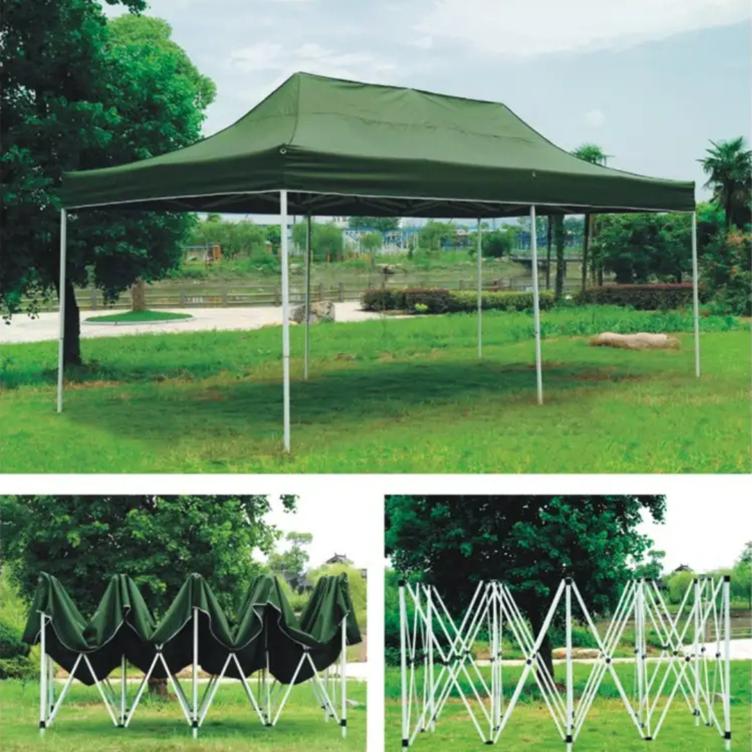 Cort Pavilion 3x6m Pliabil Cadru Metal pentru Curte, Gradina, Evenimente