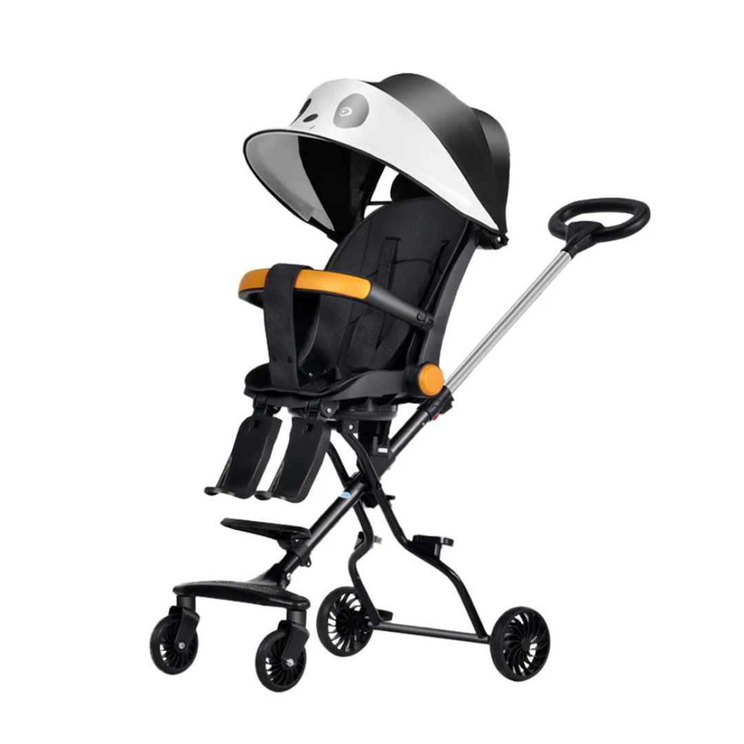Cărucior Sport Bebe Pliabil cu Șezut Rotativ 360°, Spătar Reglabil, Coș de Cumpărături, Roți EVA și Frână – AT PERFORMANCE®, Alb