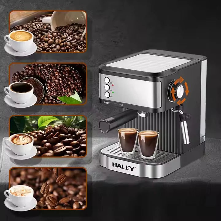 Espressor Automat HALEY, 1.8l, 850W, 20 bar, Argintiu/Negru Plus Rasnita electrica Cadou