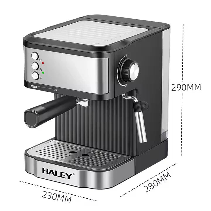 Espressor Automat HALEY, 1.8l, 850W, 20 bar, Argintiu/Negru Plus Rasnita electrica Cadou