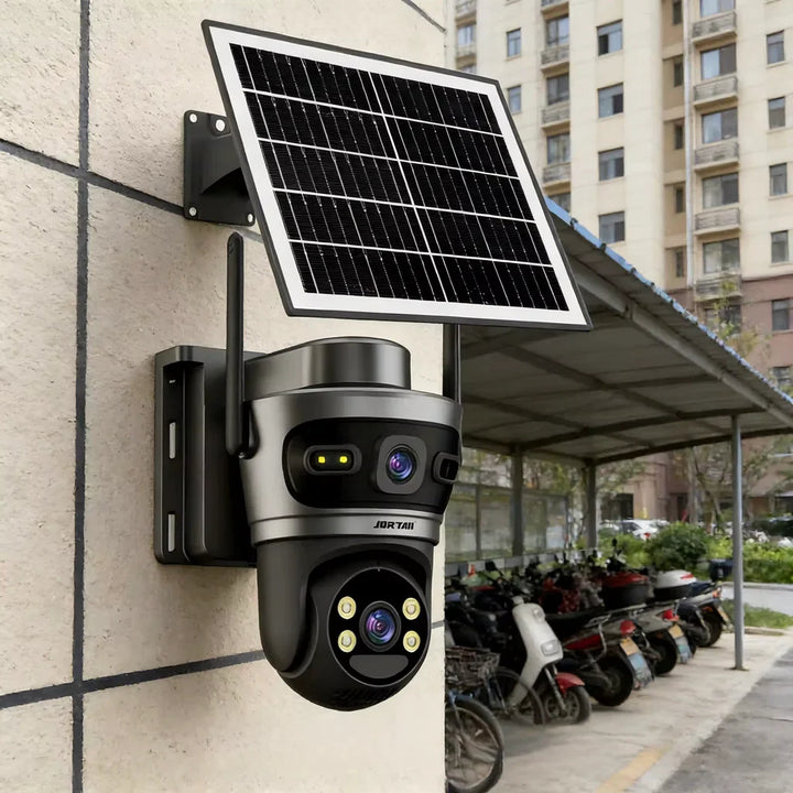 Cameră de Supraveghere Solară HNY 6MP 4G cu Panou Solar, Aplicația Yoosee, Rotire PTZ, IP66, Card 32GB Inclus