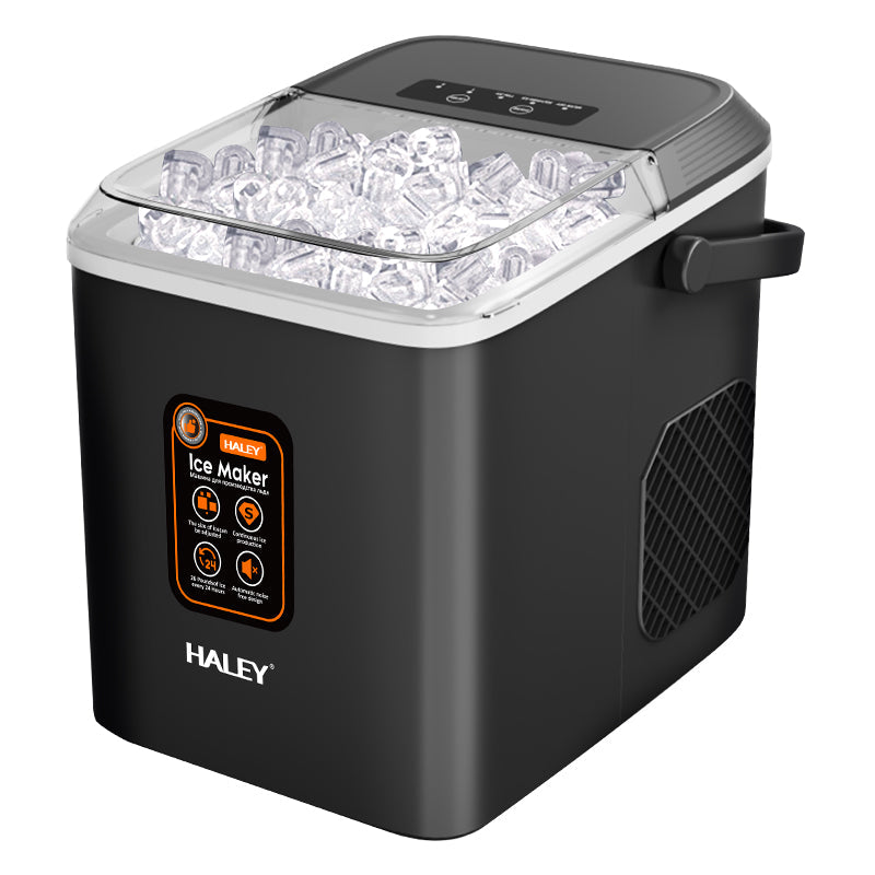 Mașină de Gheață HALEY, 12 kg/24h, Compactă, Avertizare Gheață Plină și Apă Joasă, Curățare Automată, 112W