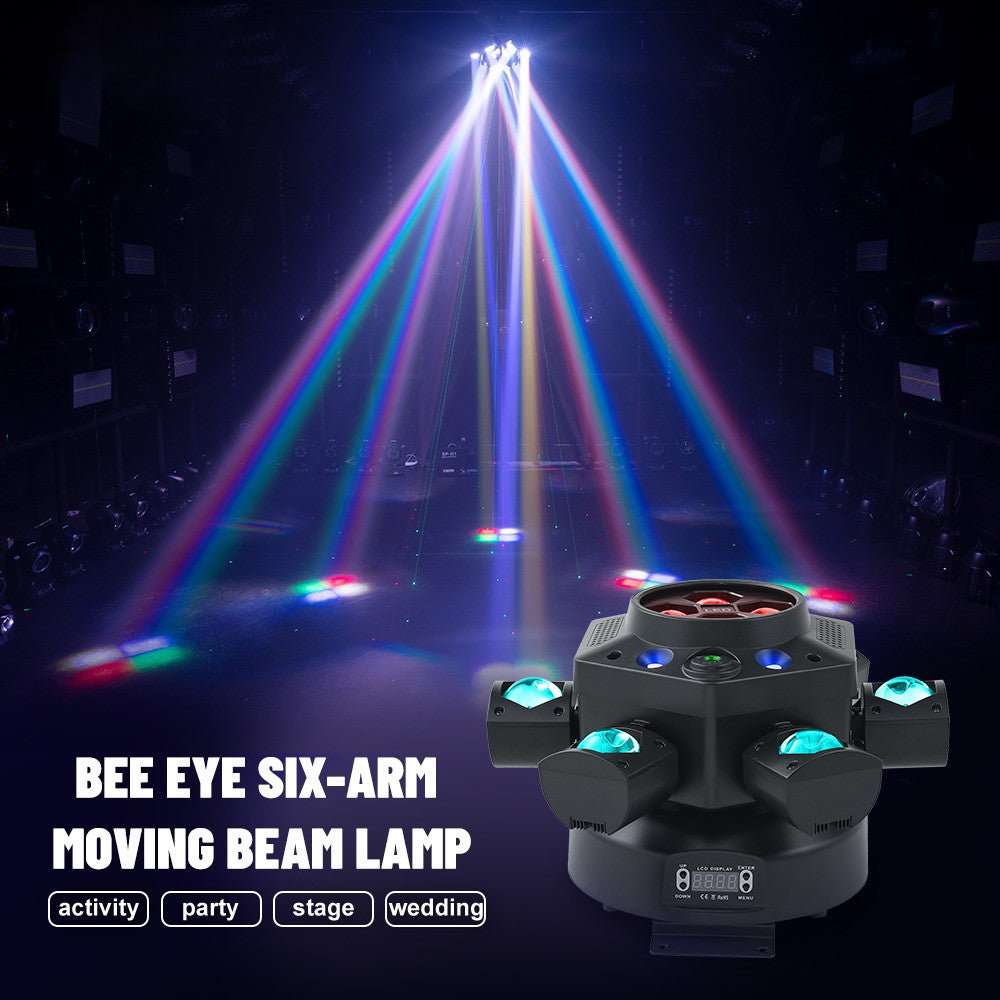 Proiector Moving Head Profesional 6 Brațe 120W RGBW 4-în-1 DMX512 cu Telecomandă