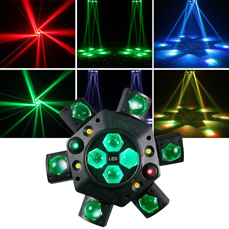 Proiector Moving Head Profesional 6 Brațe 120W RGBW 4-în-1 DMX512 cu Telecomandă