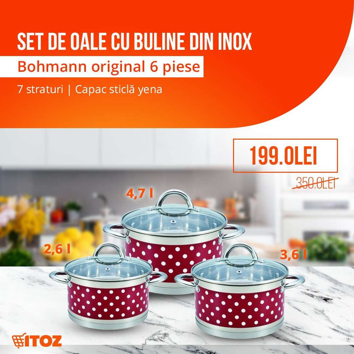 Set de oale cu buline din inox Bohmann 6 piese