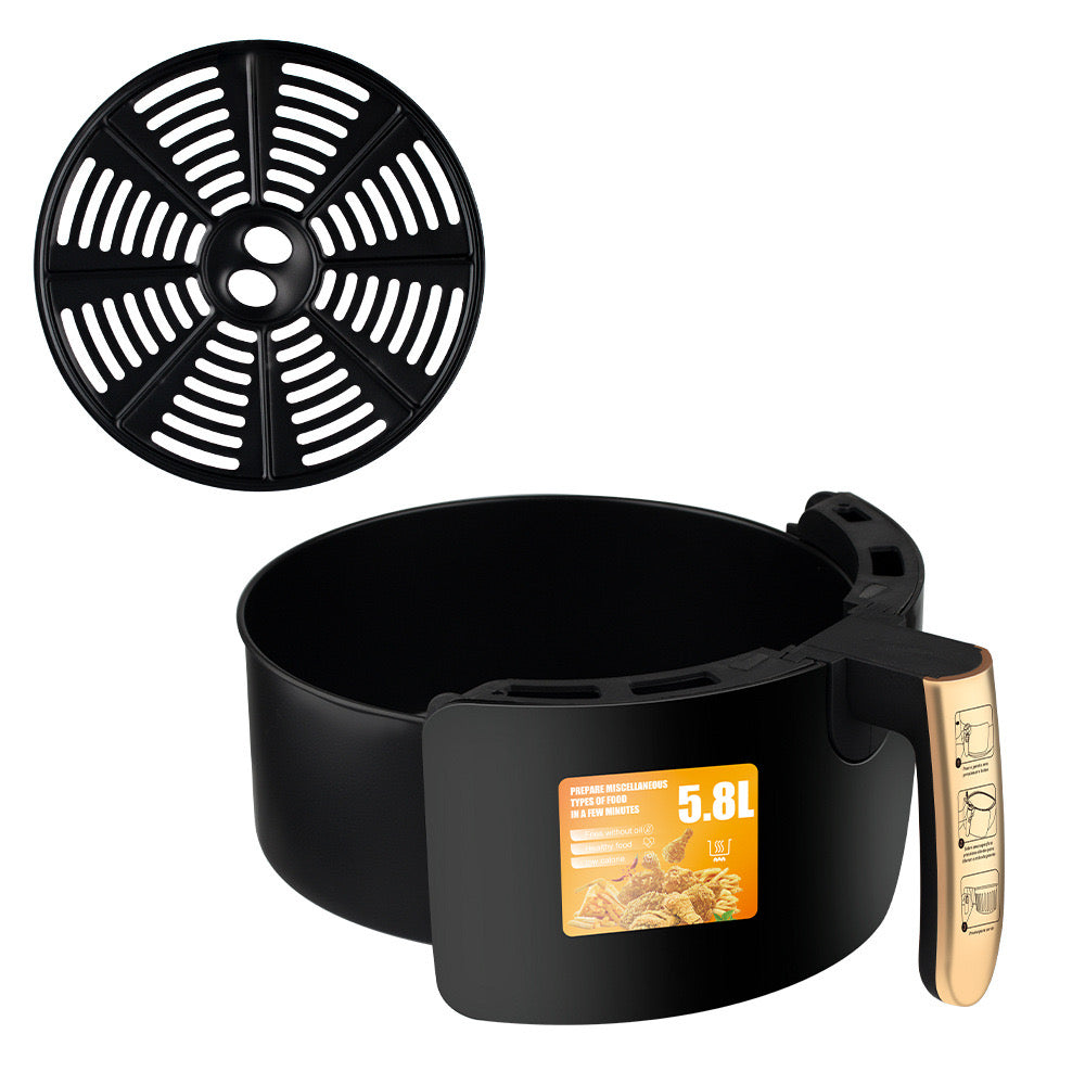 Friteuza electrica profesionala Air Fryer alb, AT PERFORMANCE®, RAF Air Fryer 5.8L 1500W Manual, Multi-Purpose, 360 Air Circulation R.5232 - Gatit sanatos si eficient pentru intreaga familie, negru