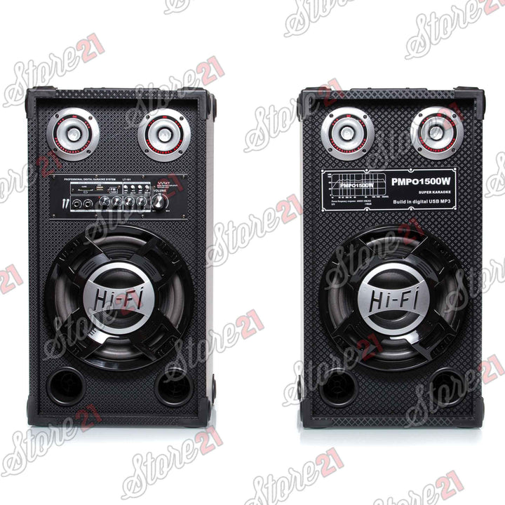 Set boxe Active 350 W, cu AMPLIFICATOR, multifunctional (inclusiv KARAOKE) cu bluetooth, USB (mp3), AUX, card SD+microfon+Telecomanda