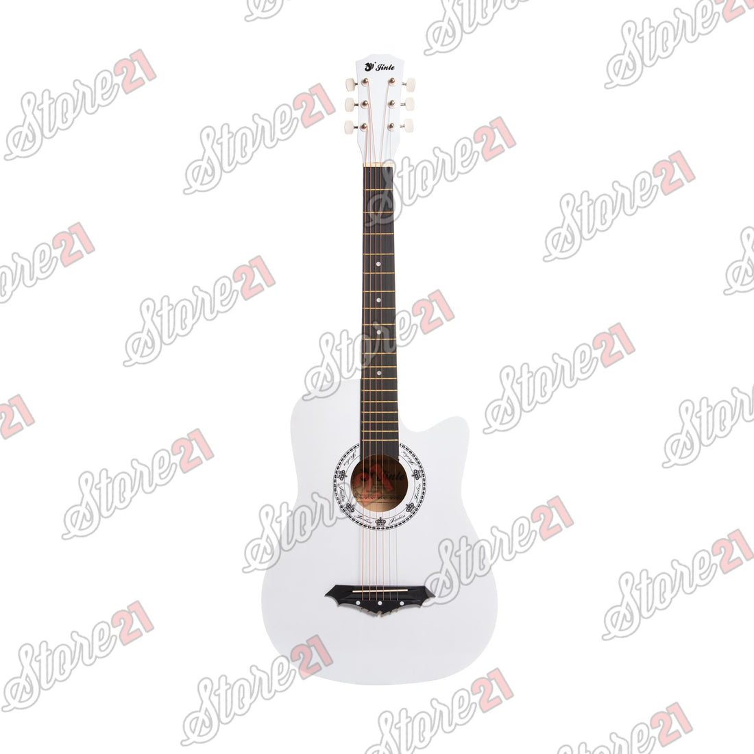 Chitara Acustica Alba – 6 Corzi Metalice 4/4,Recomandata Peste 11 Ani, Inclusiv Adulti