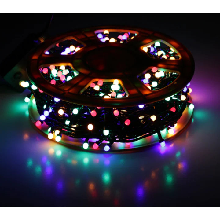 Pachet 2 x Instalatie de Craciun liniara AT PERFORMANCE®, interior/exterior, rola 2x 50m,8 jocuri de lumini, multicolora, fir negru, 250 led.