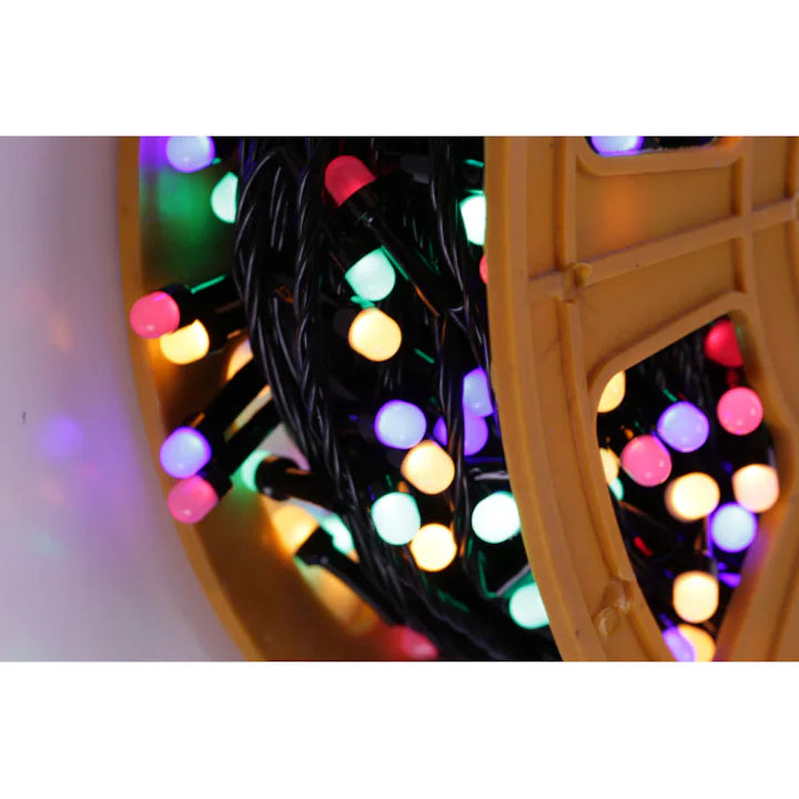Pachet 2 x Instalatie de Craciun liniara AT PERFORMANCE®, interior/exterior, rola 2x 50m,8 jocuri de lumini, multicolora, fir negru, 250 led.