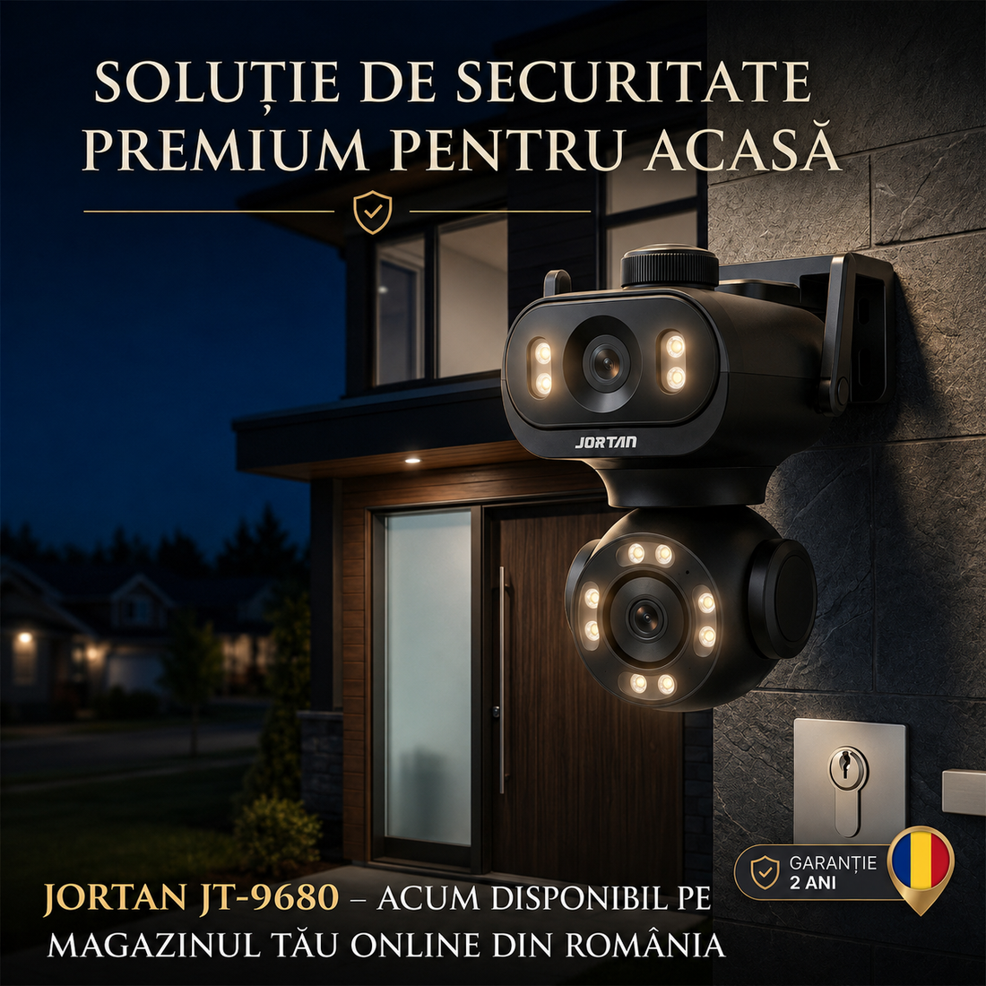 Camera Supraveghere WiFi JORTAN JT-9680 6MP Dual-Head PTZ + Cablu 5m Cadou