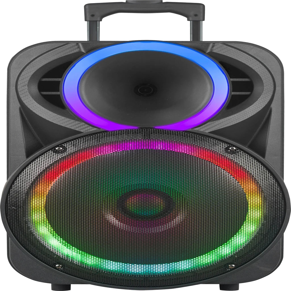Boxă Portabilă Karaoke 12" KOLAV F1230, 400W PMPO, Acumulator Reîncărcabil, 2 Microfoane Wireless, Bluetooth, RGB LED, TWS, USB/TF, FM Radio, Telecomandă, Bass puternic