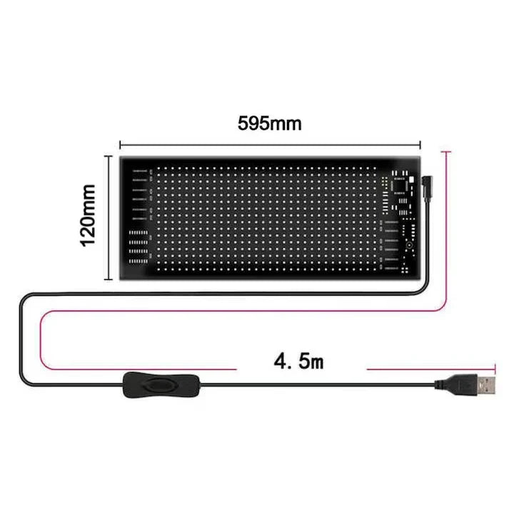 Panou Afisaj Matrix Led AT PERFORMANCE®, Flexibil, 595x120mm, Devil Eyes, Ochi Camion, control Bluetooth, USB