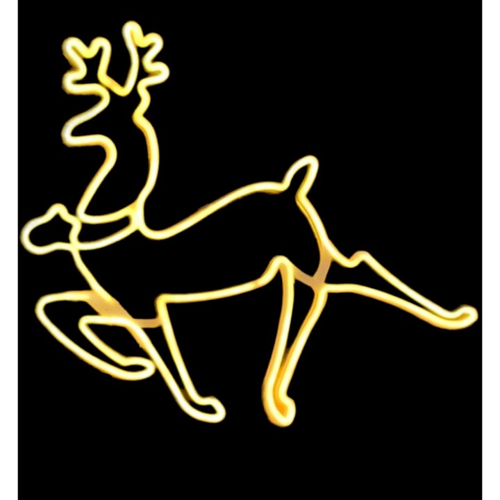 Decoratiune luminoasa Ren de Craciun AT PERFORMANCE®, 2 fete, cu Furtun LED, 57x50x4 cm, Alb cald.