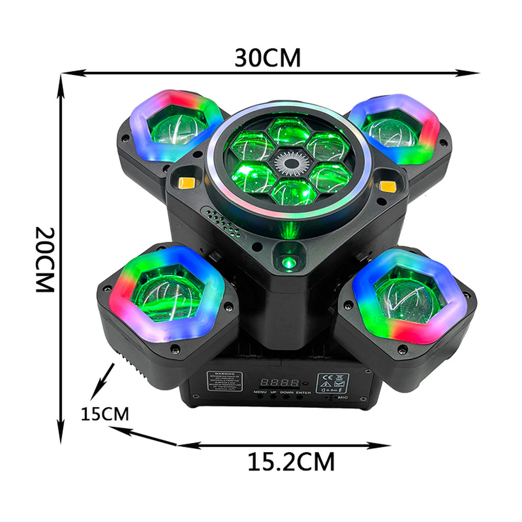 Proiector de Lumini Party 4-în-1 RGBW cu Laser și Stroboscop, 65W