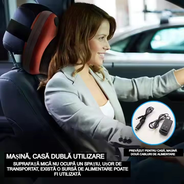 Pernă Masaj AT PERFORMANCE® cu Încălzire – Portabilă, Auto & Casă, 3 Programe, Maro