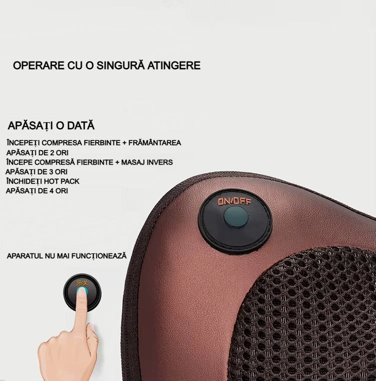 Pernă Masaj AT PERFORMANCE® cu Încălzire – Portabilă, Auto & Casă, 3 Programe, Maro