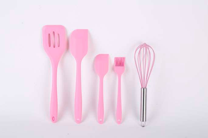 Set 3 tigai antiaderenta, Aluminiu, 20/25/30 cm cu spatula, PLUS Set 5 ustensile bucatarie