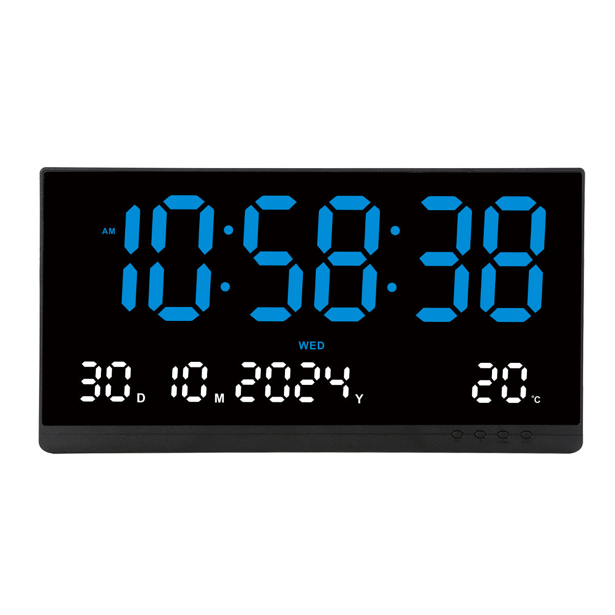 Ceas Digital de Masa AT PERFORMANCE®, cu Lumina Led Rosu, Alarma, 3 Niveluri de Luminozitate, Calendar, Temperatura, Functie Snooze, Mod de Noapte, 11x22cm.