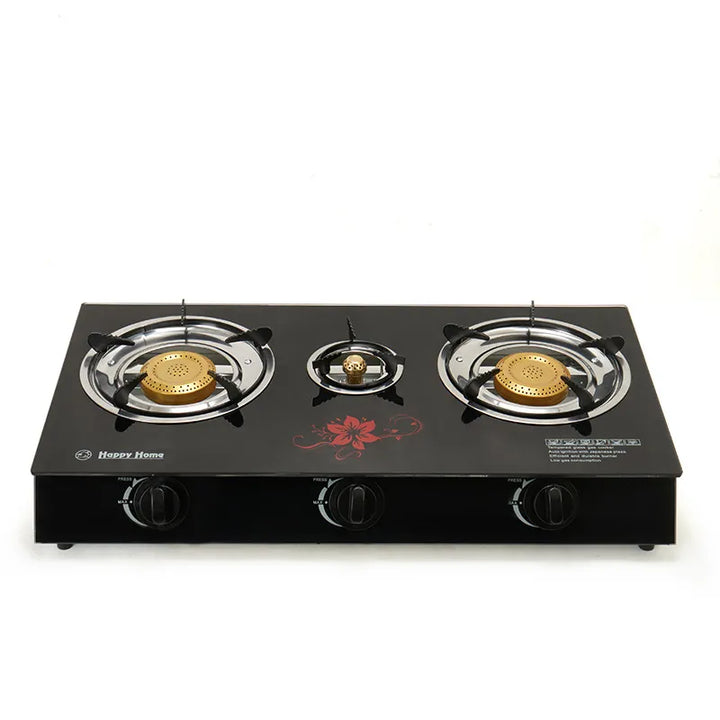 Aragaz Portabil cu 3 Arzătoare, AT PERFORMANCE – Aprindere Automată, sticlă temperată cu model variabil, protecție și eficiență energetică Clasa A