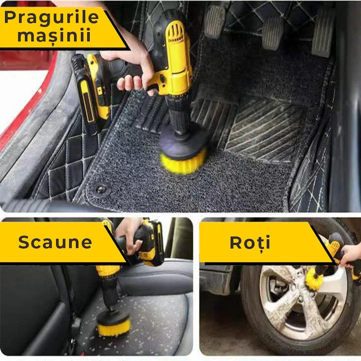 PACHET PROMOTIONAL | Trusa Bormasina, AT PERFORMANCE®, 36V cu 2X Acumulator si Incarcator + Set 3 Perii Rotative de Curatat Suprafete, Covoare