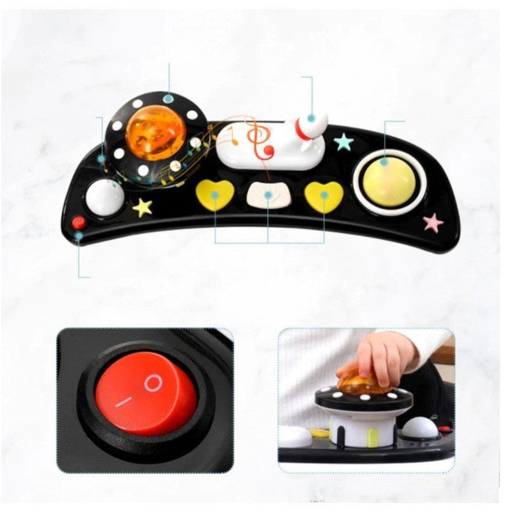 Premergator ,si Antemergator, 3 in 1,AT PERFORMANCE®,functie si de scaun de masa, reglabil pe inaltime, cu roti de silicon,muzical,Negru/Gri.