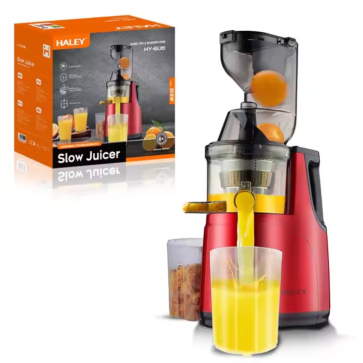 Storcător Electric Fructe și Legume HALEY 150W – Silențios, Eficiență Ridicată, 500ml, Funcții Avansate, Design Roșu/Negru