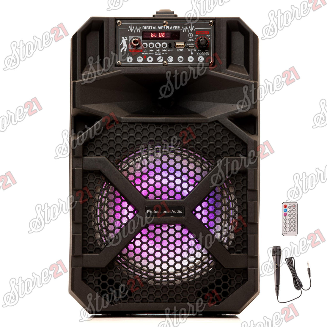 Boxa Activa Profesionala Portabila 200 W  Troler 8 Inch ,Microfon , USB, Radio, Bluetooth,Telcomanda CADOU Bratara fitness