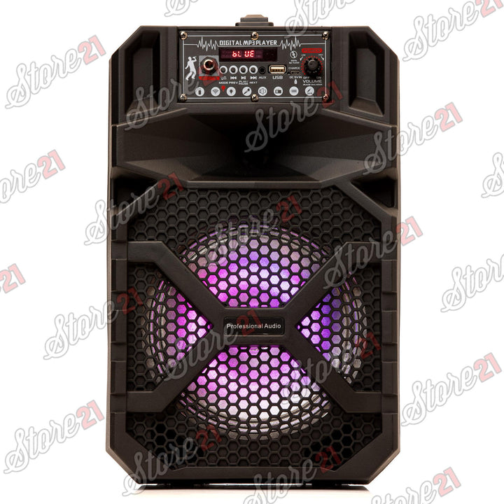 Boxa Activa Profesionala Portabila 200 W  Troler 8 Inch ,Microfon , USB, Radio, Bluetooth,Telcomanda CADOU Bratara fitness