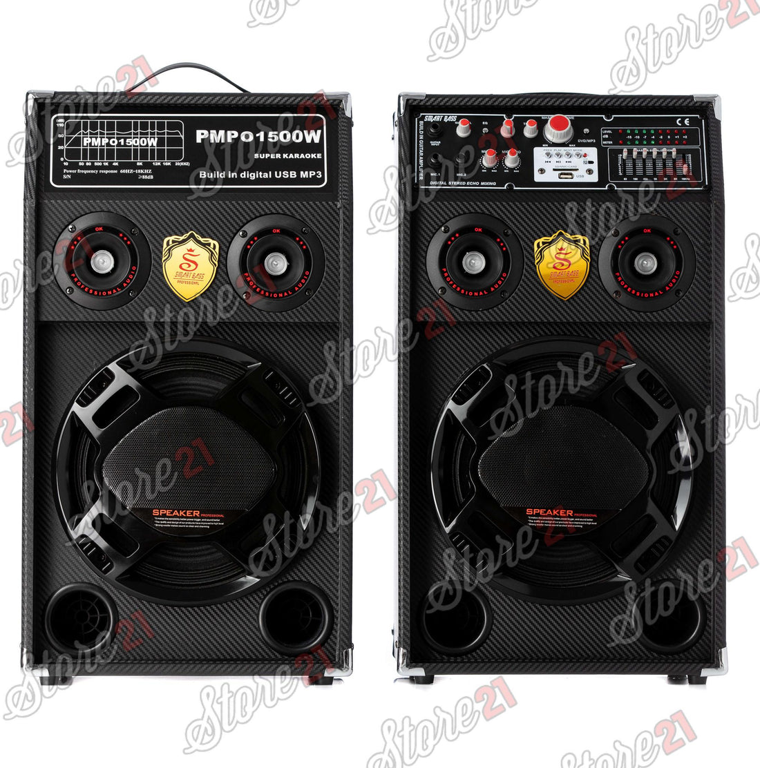 Set boxe ACTIV, cu AMPLIFICATOR, multifunctional (inclusiv KARAOKE) cu bluetooth, USB (mp3), AUX, card SD,+microfon, telecomanda
