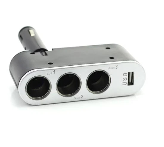 Priza Bricheta Auto, Tripla cu port USB, Redare Audio de pe telefoane, Fara Fir, Negru