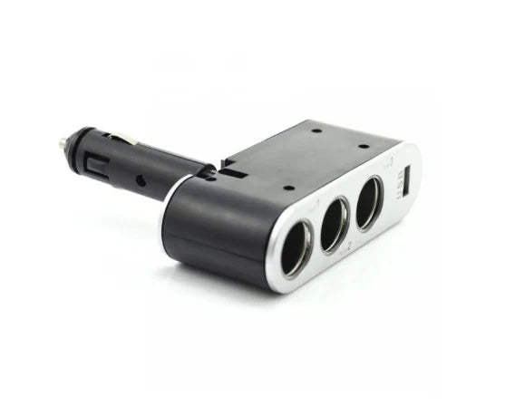 Priza Bricheta Auto, Tripla cu port USB, Redare Audio de pe telefoane, Fara Fir, Negru