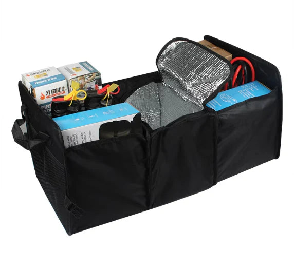 Organizator portbagaj pliabil, cu 3 compartimente, At Performance, unul termoizolant, doua buzunare laterale. textil, 57x32x29cm, Negru