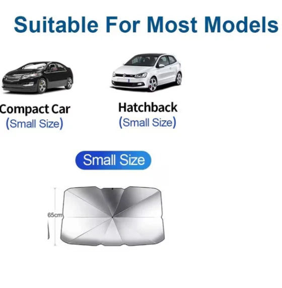 Parasolar Auto Pliabil, Pentru Masina, 140 X 75 Cm, In Forma De Umbrela, Negru-Argintiu, Rezistent UV