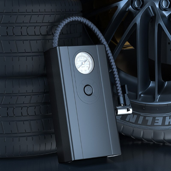 Pompa aer electrica, AT PERFORMANCE®, tip mini, compresor auto, maxim 10 BAR, 150 psi, 120W, cablu 15cm, alimentare la mufa auto, negru