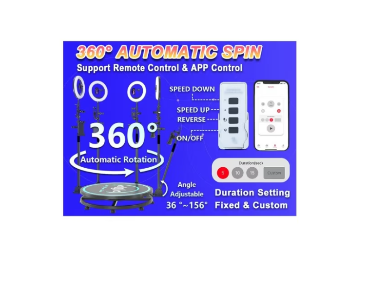 Platforma foto-video rotunda, At Performance, Selfie 360, brat rotativ, led RGB, pentru evenimente, diametru 100cm