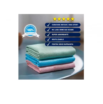 Lavete microfibra, set 5 bucati, AT PERFORMANCE®, 25x25cm, Multicolor