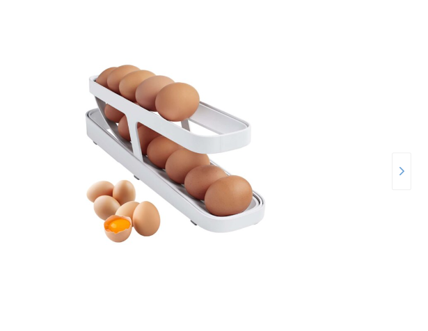 Suport organizator oua pentru frigider, AT PERFORMANCE®, cu rulare automata, depozitare 12-14, Transparent, Alb