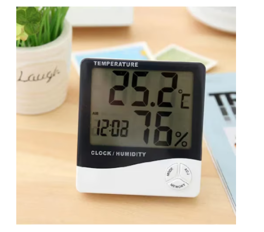 Termometru Meteo profesional cu Higrometru Digital Interior si Exterior, Display LCD, Design Slim, Ceas, Valori Min/Max