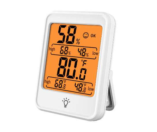 Termometru si Higrometru de Camera, At Performance, Portabil, Display Digital LCD de 2.3 inch, Luminat, Monitorizare Umiditate, 52x72x22 mm, 3 Moduri de Fixare, Alb.