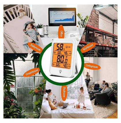 Termometru si Higrometru de Camera, At Performance, Portabil, Display Digital LCD de 2.3 inch, Luminat, Monitorizare Umiditate, 52x72x22 mm, 3 Moduri de Fixare, Alb.